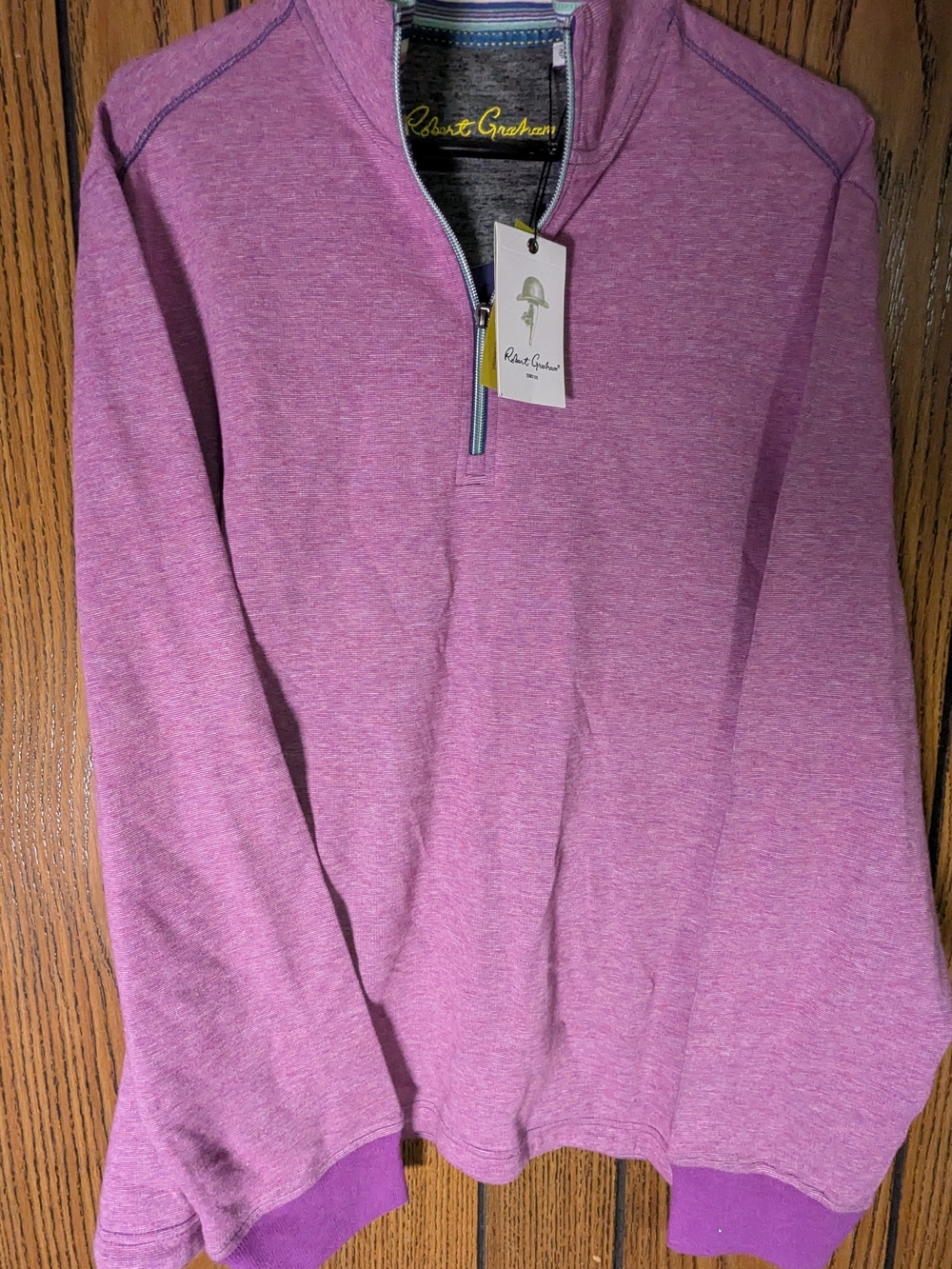 Robert Graham Men’s Heathered Pink-Purple Zip-Up Sweater 2xl